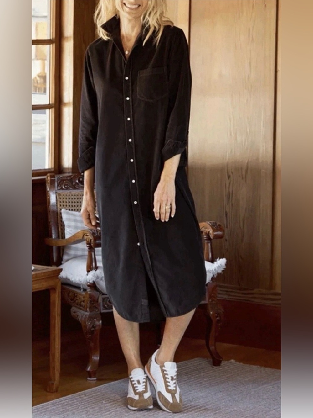 Frank & Eileen Rory Corduroy Dress Espresso XL NEW !